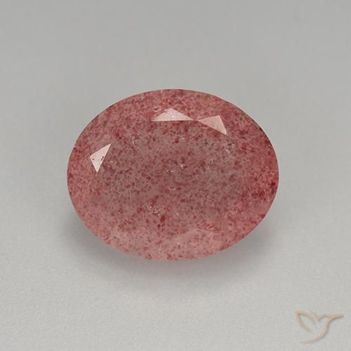 7.64ct Natural Rosado intenso cuarzo fresa, Ovalada, Translúcido