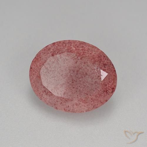 Cuarzo fresa Rosado intenso natural de 7.64 ct, Ovalada, Translúcido