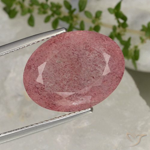 13.38ct Natural Rosado intenso cuarzo fresa, Ovalada, Translúcido