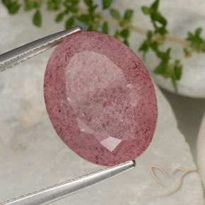 Cuarzo fresa Rosado intenso natural de 13.38 ct, Ovalada, Translúcido