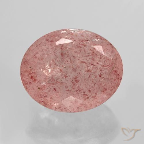 11.84ct Natural Rosado naranja cuarzo fresa, Ovalada, Translúcido