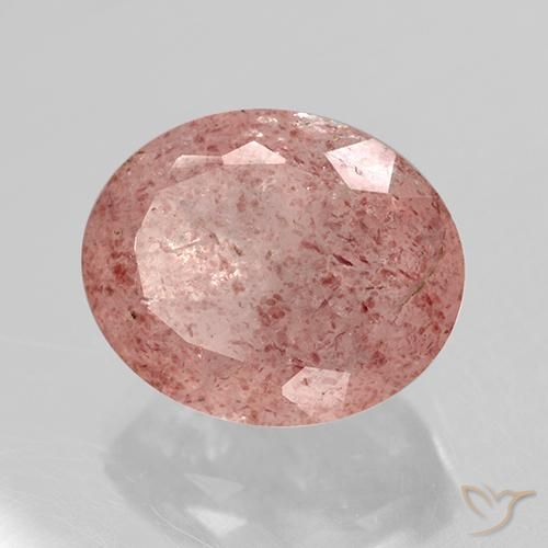 Cuarzo fresa Rosado naranja natural de 11.84 ct, Ovalada, Translúcido