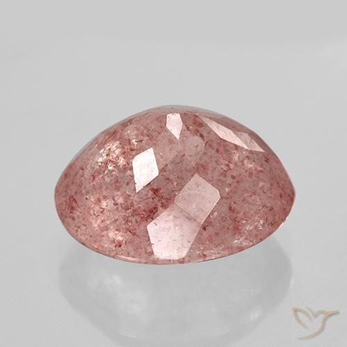 Cuarzo fresa Rosado naranja natural de 11.84 ct, Ovalada, Translúcido