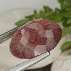 Cuarzo fresa Rojo sangría natural de 13.92 ct, Ovalada, Translúcido