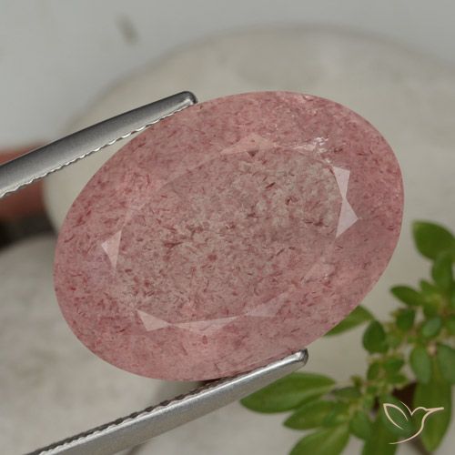 15.28ct Natural Rosado intenso cuarzo fresa, Ovalada, Translúcido