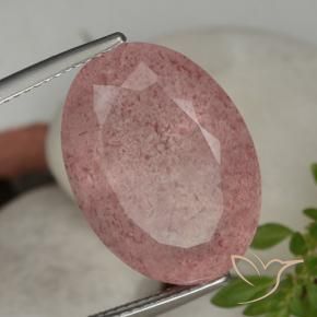 Cuarzo fresa Rosado intenso natural de 15.28 ct, Ovalada, Translúcido