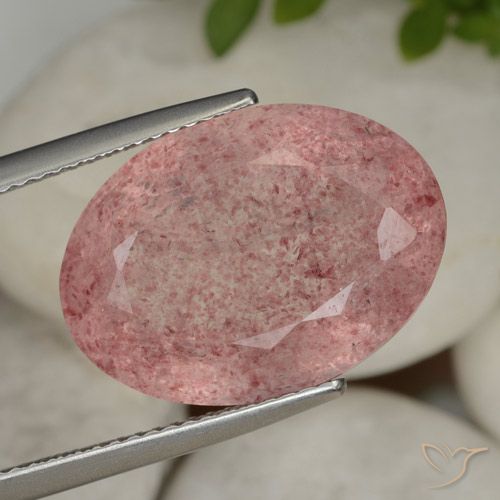 14.16ct Natural Rosado intenso cuarzo fresa, Ovalada, Translúcido