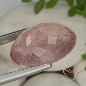 Cuarzo fresa Rosado intenso natural de 14.16 ct, Ovalada, Translúcido