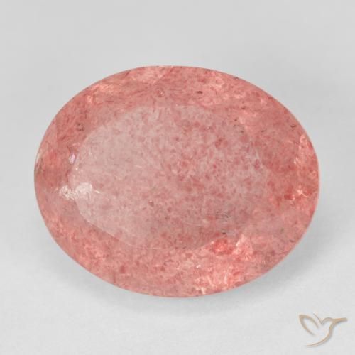 Cuarzo fresa Rosado claro natural de 8.41 ct, Ovalada, Translúcido