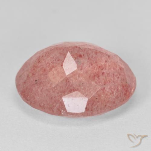 Cuarzo fresa Rosado claro natural de 8.41 ct, Ovalada, Translúcido