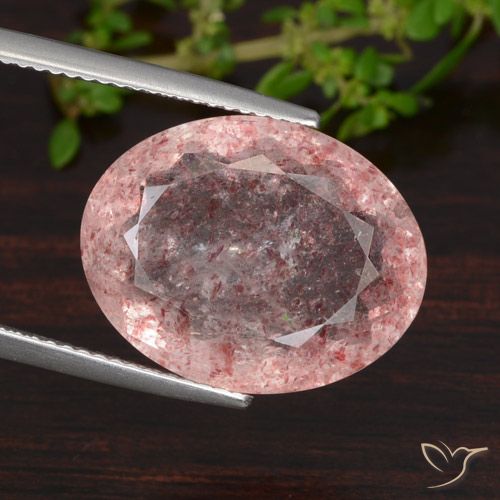 12.52ct Natural Rosado intenso cuarzo fresa, Ovalada, Translúcido