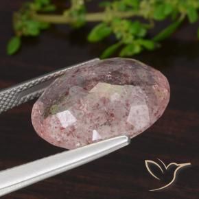 Cuarzo fresa Rosado intenso natural de 12.52 ct, Ovalada, Translúcido