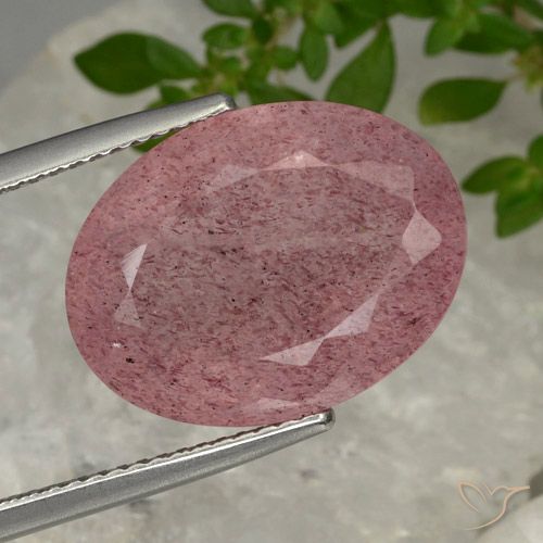 11.60ct Natural Rosado medio cuarzo fresa, Ovalada, Translúcido