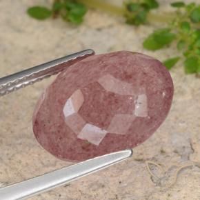 Cuarzo fresa Rosado medio natural de 6.85 ct, Ovalada, Translúcido
