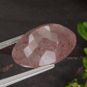 Cuarzo Fresa Rosa oscuro natural de 13.35 ct, Corte Óvalo, Translúcido