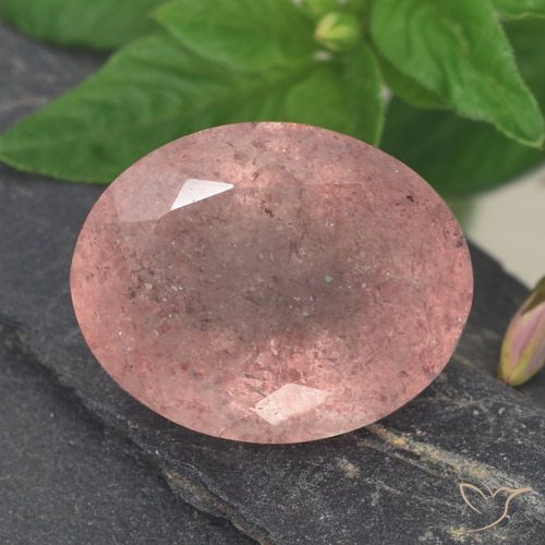 8.69ct Natural Rosado medio cuarzo fresa, Ovalada, Translúcido