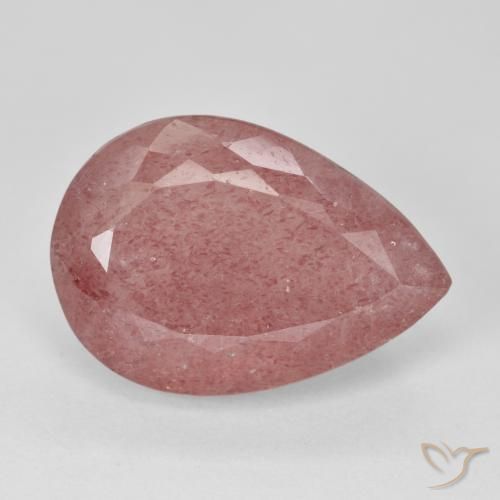 Cuarzo fresa Rosa rosado natural de 12.90 ct, En forma de pera, Translúcido