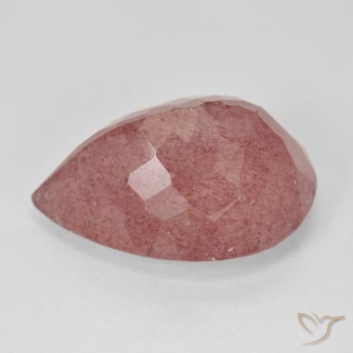 Cuarzo fresa Rosa rosado natural de 12.90 ct, En forma de pera, Translúcido