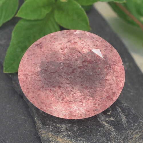 Cuarzo fresa rosa natural de 8,93 ct, corte óvalo, translúcido