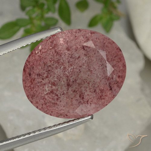13.88ct Natural Rosa rosado cuarzo fresa, Ovalada, Translúcido