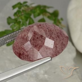 Cuarzo fresa Rosa rosado natural de 13.88 ct, Ovalada, Translúcido