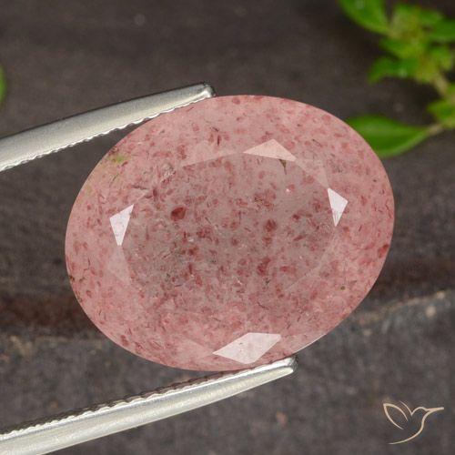 13.48ct Natural Rosado naranja cuarzo fresa, Ovalada, Translúcido