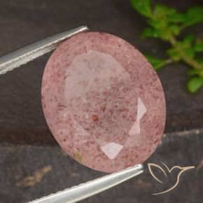 Cuarzo fresa Rosado naranja natural de 13.48 ct, Ovalada, Translúcido