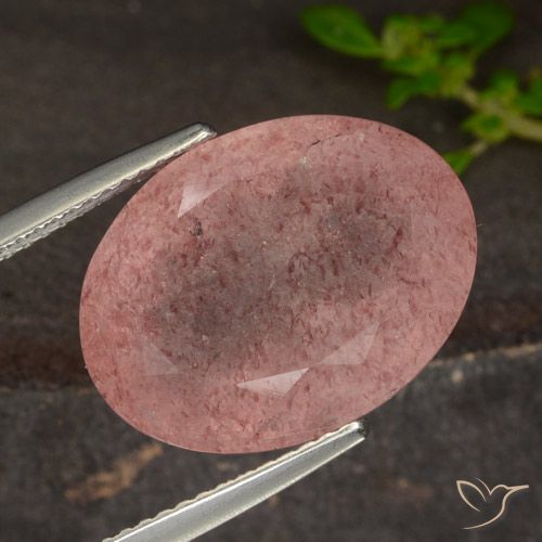 12.98ct Natural Rosado intenso cuarzo fresa, Ovalada, Translúcido