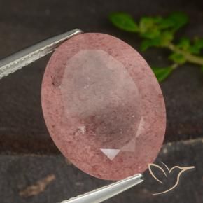 Cuarzo fresa Rosado intenso natural de 12.98 ct, Ovalada, Translúcido