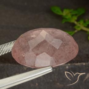Cuarzo fresa Rosado intenso natural de 12.98 ct, Ovalada, Translúcido