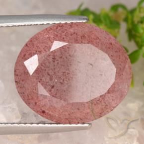 Cuarzo fresa Rosado naranja natural de 14.58 ct, Ovalada, Translúcido