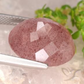 Cuarzo fresa Rosado naranja natural de 14.58 ct, Ovalada, Translúcido
