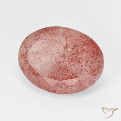 Cuarzo fresa Rosado medio natural de 7.35 ct, Ovalada, Translúcido