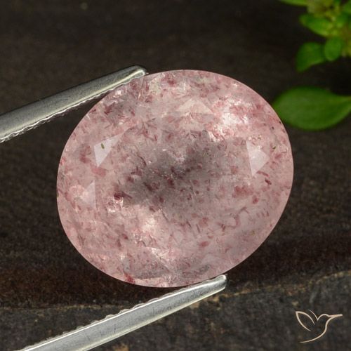 7.37ct Natural Rosado claro cuarzo fresa, Ovalada, Translúcido