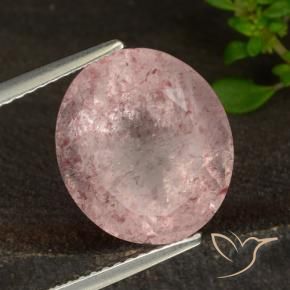 Cuarzo fresa Rosado claro natural de 7.37 ct, Ovalada, Translúcido