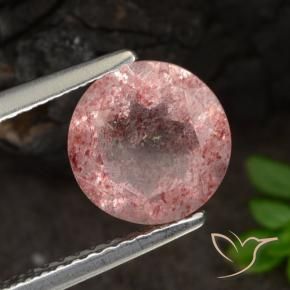 Cuarzo fresa Rosa rosado natural de 2.07 ct, Redondo, Translúcido