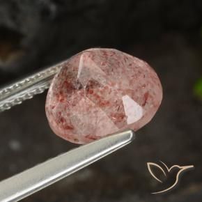 Cuarzo fresa Rosado medio natural de 2.11 ct, Redondo, Translúcido