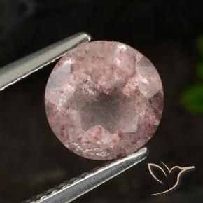 Cuarzo fresa Rosado claro natural de 1.84 ct, Redondo, Translúcido