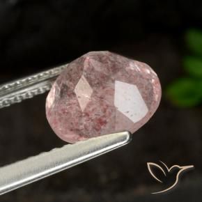Cuarzo fresa Rosado claro natural de 1.84 ct, Redondo, Translúcido