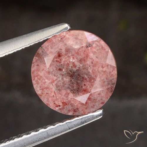 1.94ct Natural Rosado medio Cuarzo fresa, Redondo, Translúcido