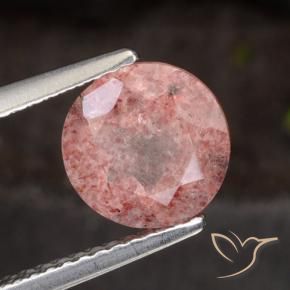Cuarzo fresa Rosado medio natural de 1.94 ct, Redondo, Translúcido