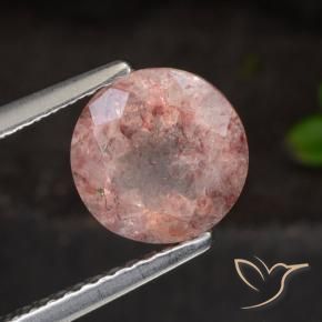 Cuarzo fresa Rosa oscuro natural de 1.63 ct, Redondo, Translúcido