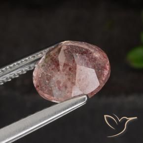 Cuarzo fresa Rosa oscuro natural de 1.63 ct, Redondo, Translúcido