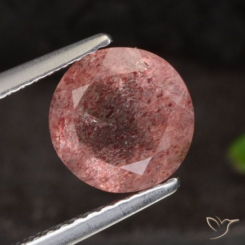 1.98ct Natural Rosa oscuro Cuarzo fresa, Redondo, Translúcido