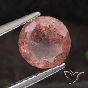 Cuarzo fresa Rosa oscuro natural de 1.98 ct, Redondo, Translúcido
