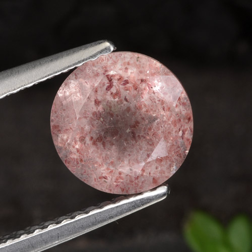 Cuarzo fresa rosa natural de 1,90 ct, corte redondo, translúcido