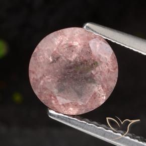 Cuarzo fresa Rosado medio natural de 1.67 ct, Redondo, Translúcido