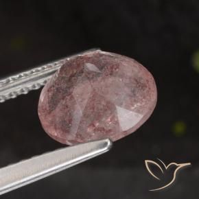 Cuarzo fresa Rosado medio natural de 1.67 ct, Redondo, Translúcido