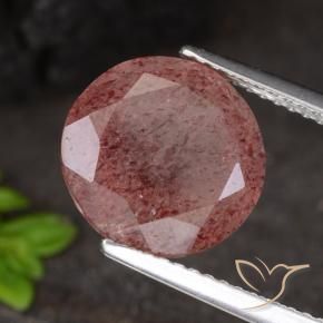 Cuarzo fresa Rosado rosa intenso natural de 4.67 ct, Redondo, Translúcido