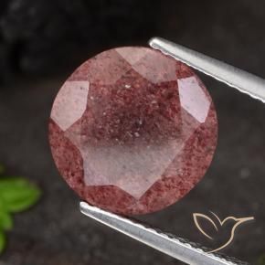 Cuarzo fresa Rosa oscuro natural de 4.88 ct, Redondo, Translúcido